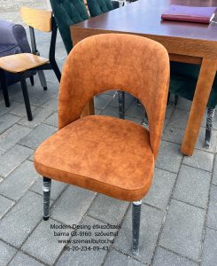 Modern desing étkezőszék masszív erős fakeretes szék KR-15 étkezőszék fekete faláb rozsdabarna Bársony szövettel.